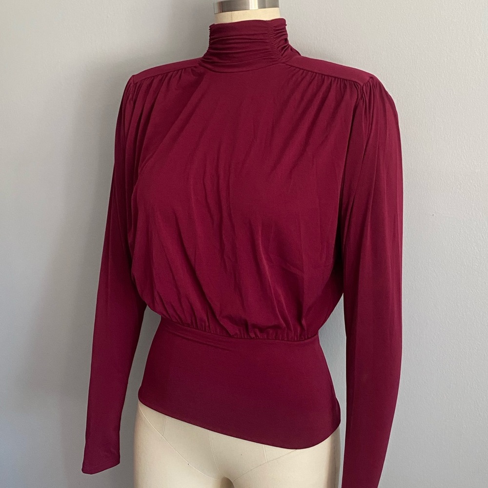 NEVER WORN Burgundy ZARA Professional Long Sleeve Blouse Top, Size XS
